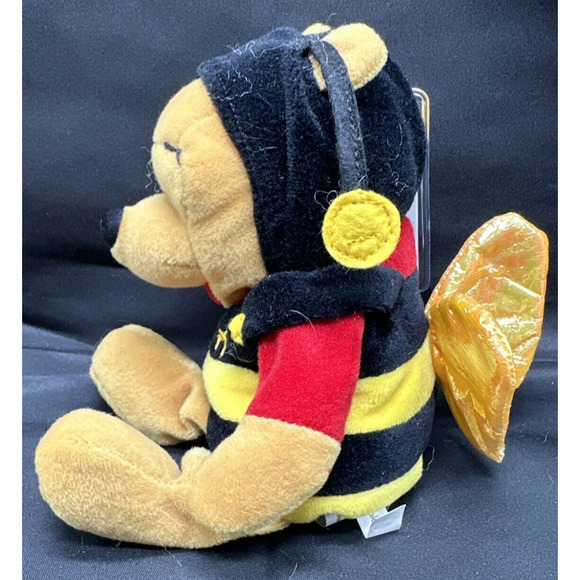 DISNEY Bumble Bee Pooh Plush Winnie Stuffed Bean Bag Toy With Tags Halloween - Picture 2 of 5